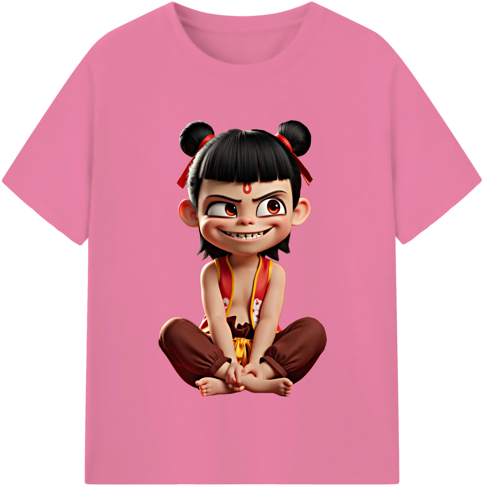 （画像用） Ne Zha 2 ナタ 魔童の大暴れ 綿100％半袖Tシャツ（フロントプリント）